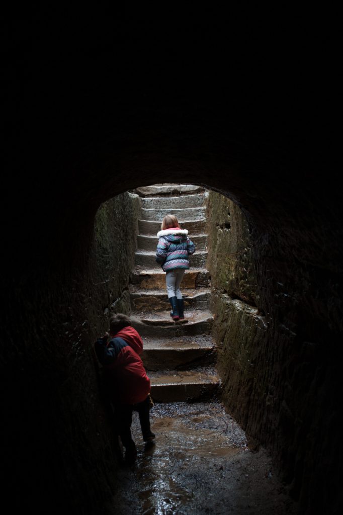 Kids playing and photography at Old Man's Cave in Hocking Hills