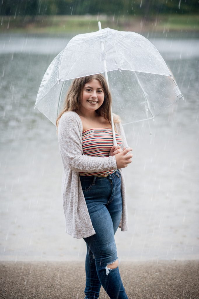 Rainy day photography with umbrella at Lake Hope State Park