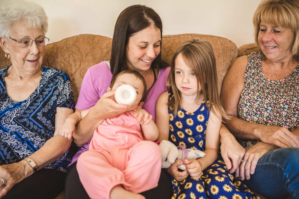 four generations of women and family