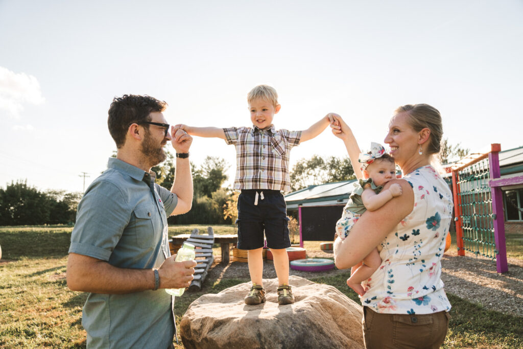 Playful newborn photography Athens Ohio session at the Athens Public Library
