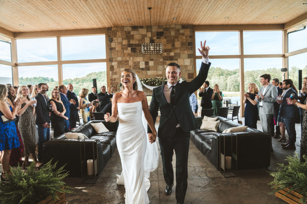 Bride and groom leaving ceremony at Hideaway on the Hocking in athens ohio